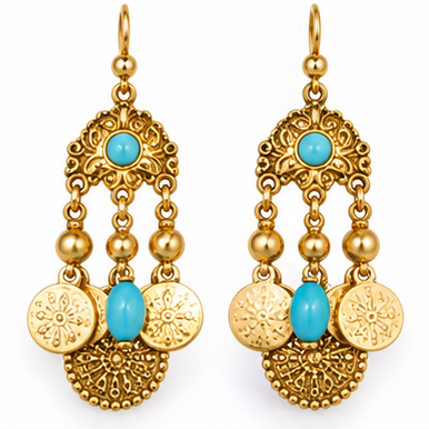 Egyptian Costume Necklace & Earring Set, Gold