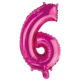 Number 6 Hot Pink Foil Balloon - 35cm