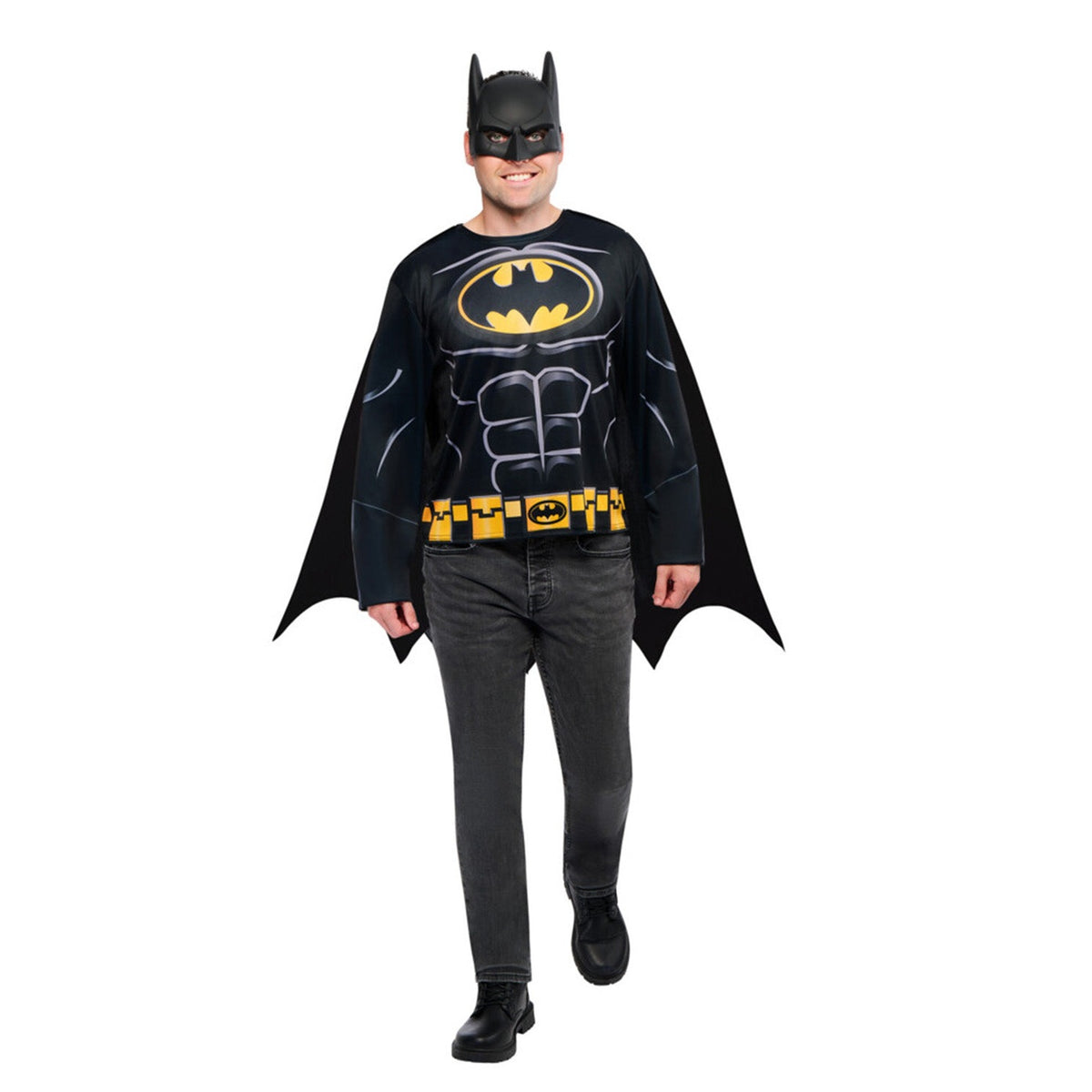Batman Costume Top, Cape and Mask, Adult