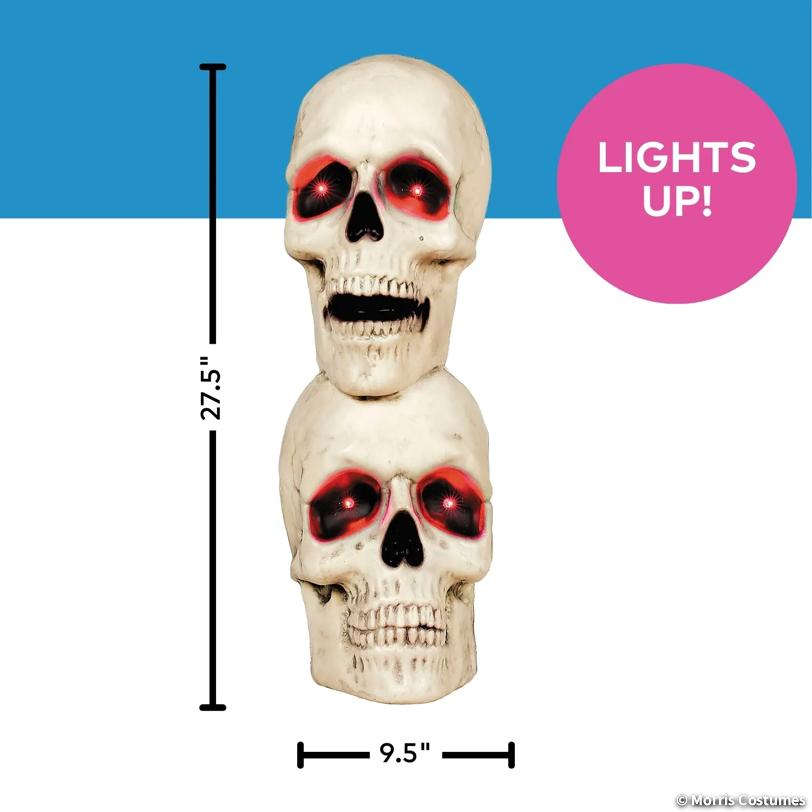 Creepy Bones Plastic Stacked Human Skulls | 27 1/2" Tall