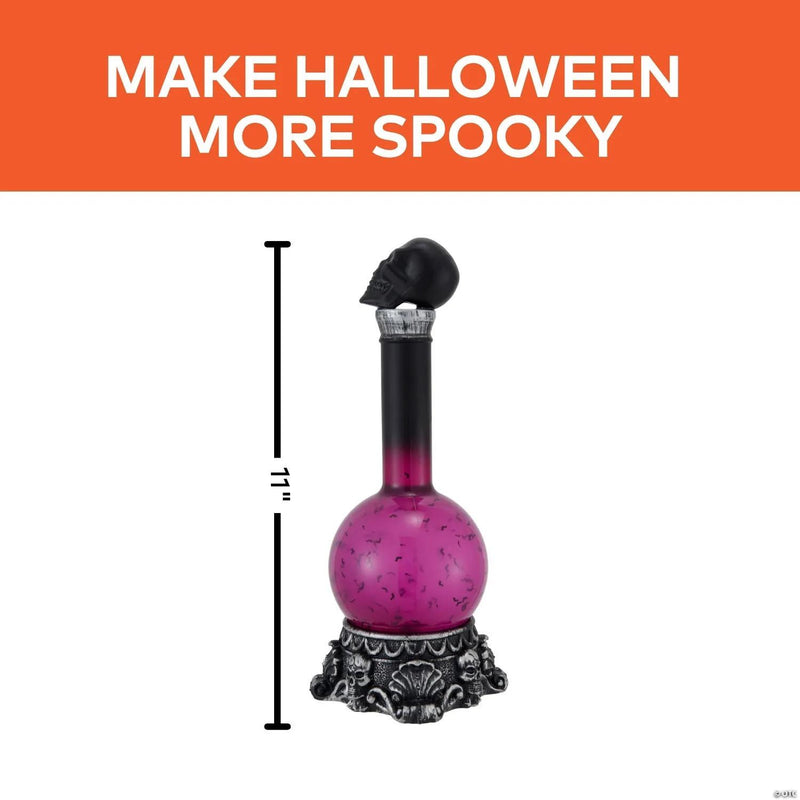 11" Light-Up LED Purple Potion Bottle with Skulls