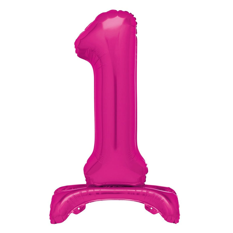 Hot Pink Number 1 Standing Foil Balloon 76cm - Air Fill