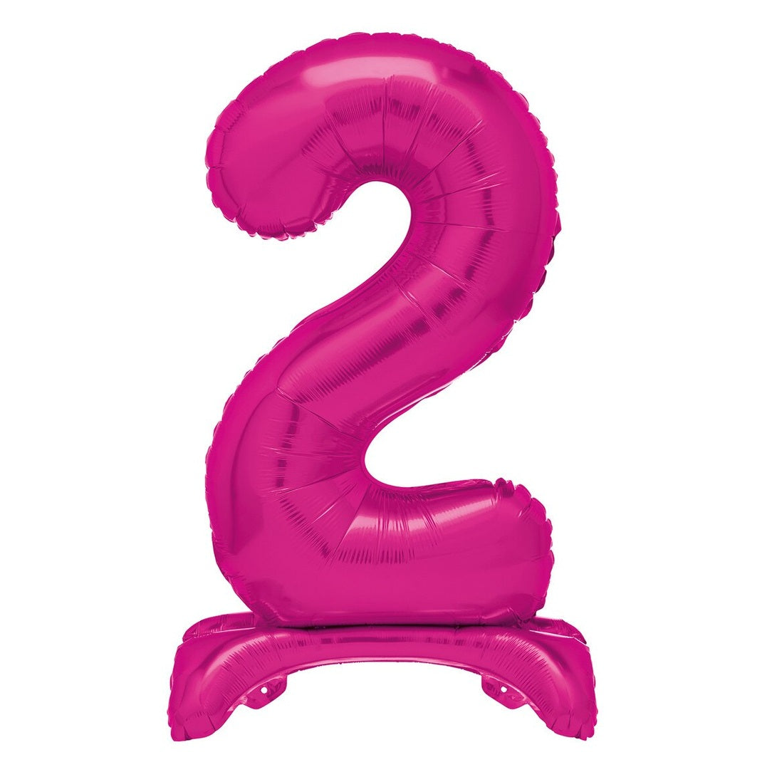 Hot Pink Number 2 Standing Foil Balloon 76cm - Air Fill