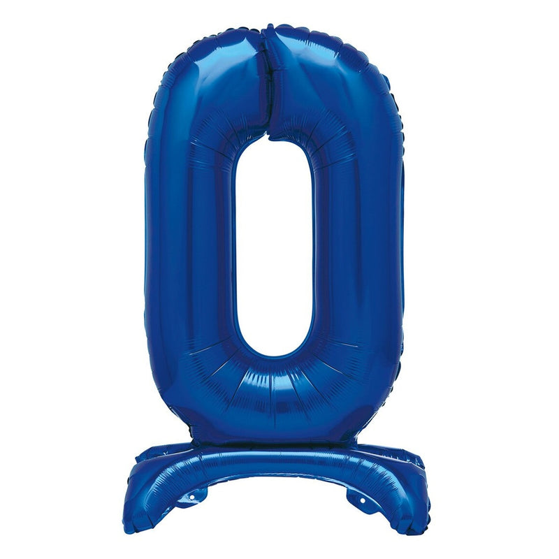 Blue Number 0 Standing Foil Balloon-76cm