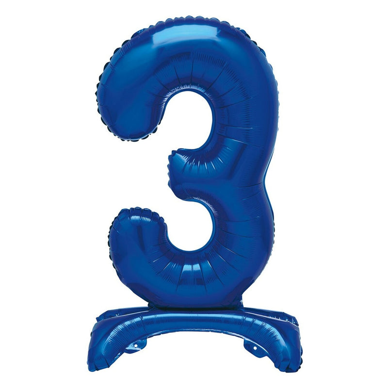 Blue Number 3 Standing Foil Balloon-76cm