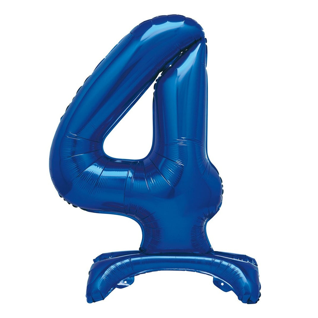 Blue Number 4 Standing Foil Balloon-76cm