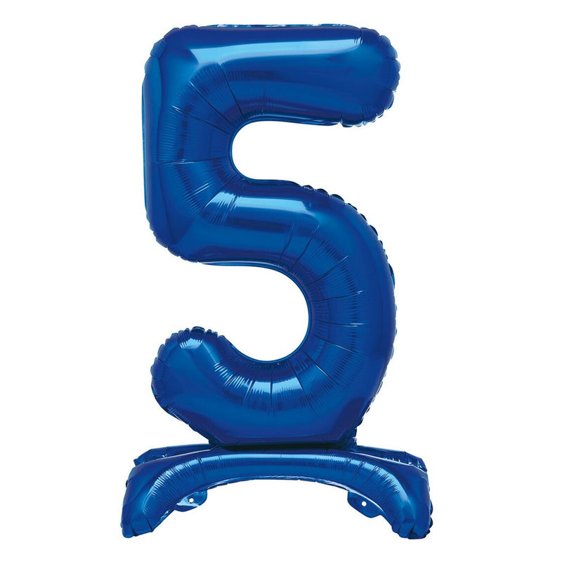 Blue Number 5 Standing Foil Balloon-76cm