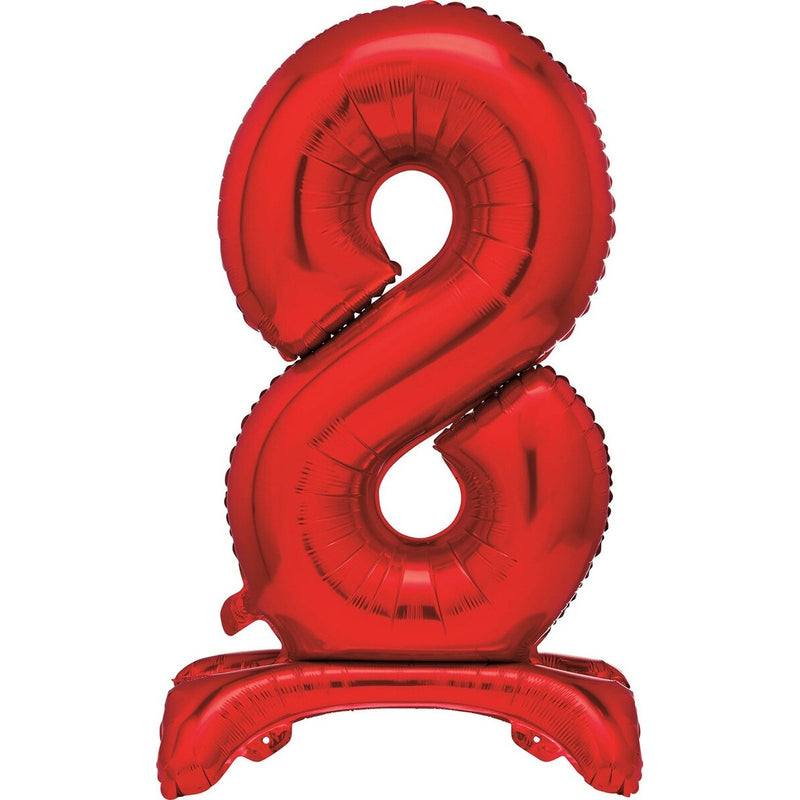 Red Number 8 Standing Foil Balloon-76cm