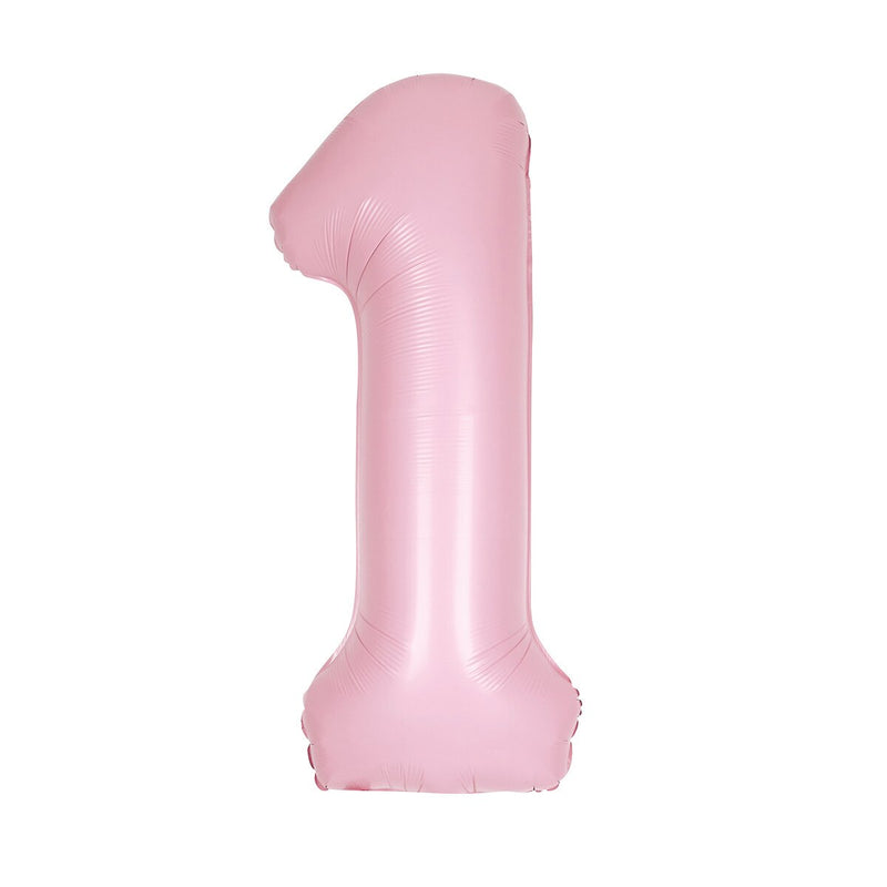 Number 1 Pastel Pink Matte Foil Balloon-86cm