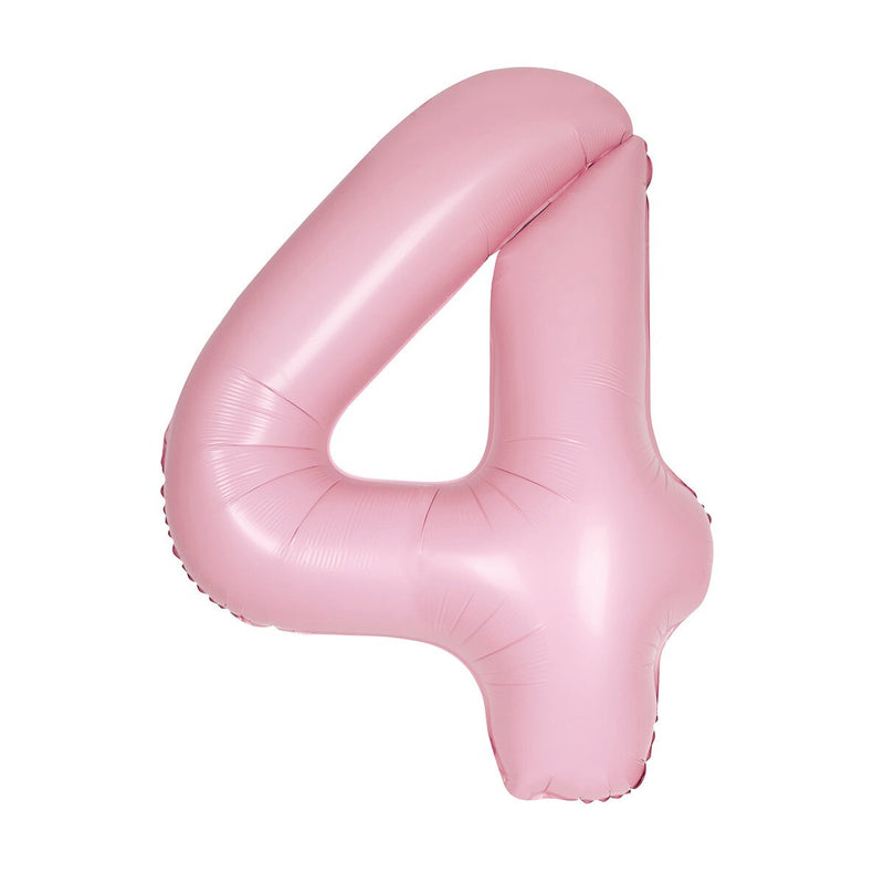 Number 4 Pastel Pink Matte Foil Balloon-86cm