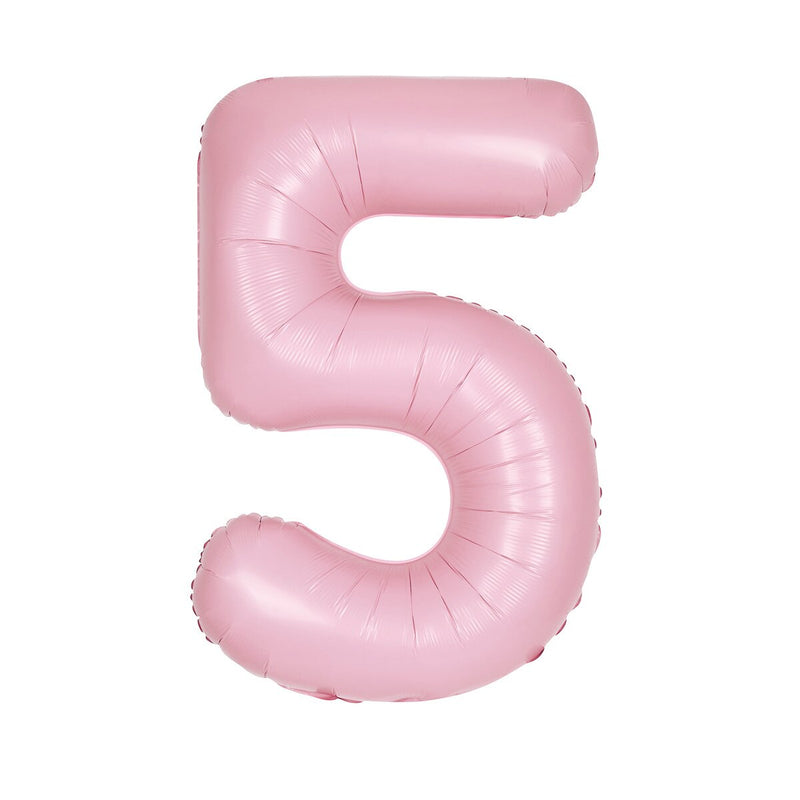 Number 5 Pastel Pink Matte Foil Balloon-86cm