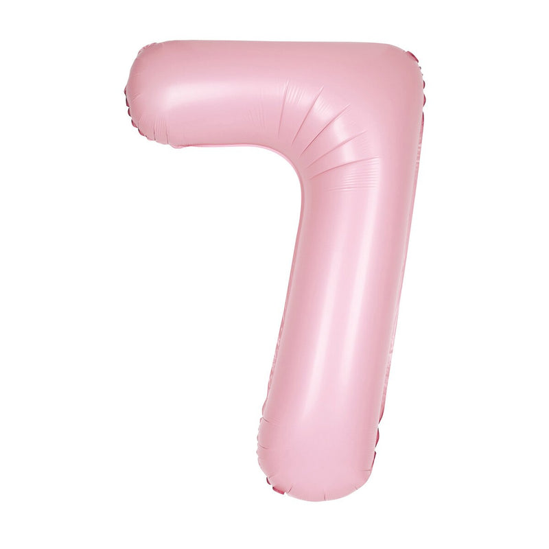 Number 7 Pastel Pink Matte Foil Balloon-86cm