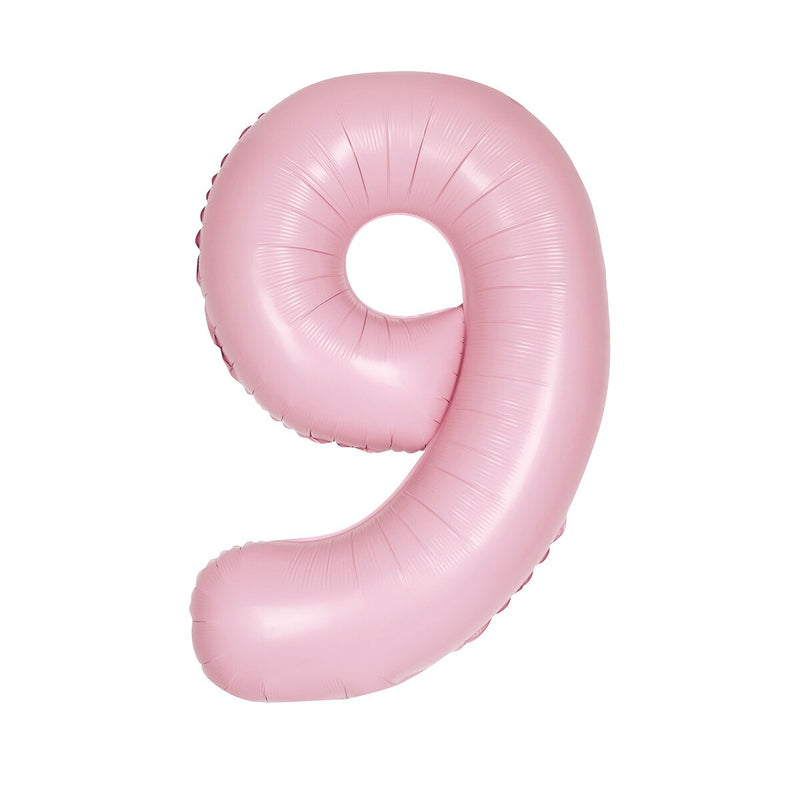 Number 9 Pastel Pink Matte Foil Balloon-86cm