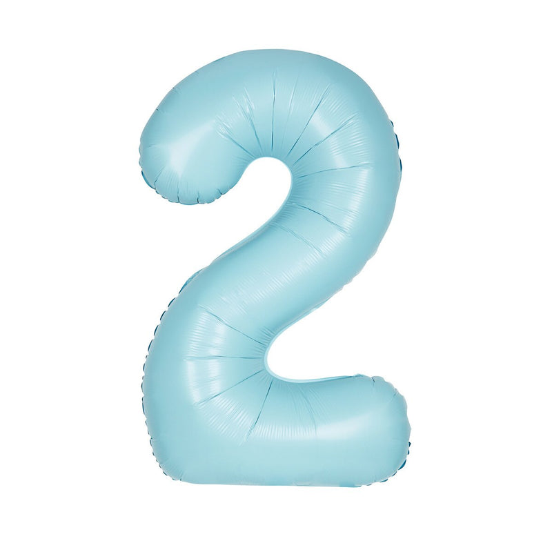 Number 2 Pastel Blue Matte Foil Balloon-86cm