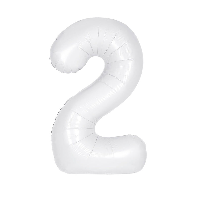 Number 2 White Matte Giant Foil Balloon-86cm