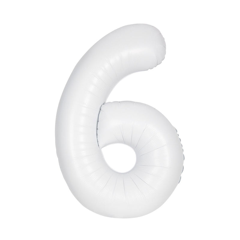Number 6 White Matte Giant Foil Balloon-86cm