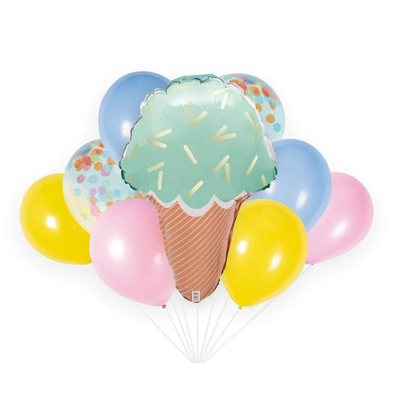 Pastel Ice Cream Confetti Balloon Bouquet Kit (9 Pack)