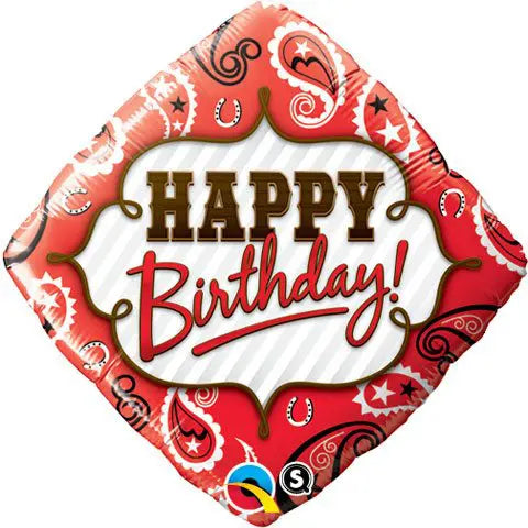 Happy Birthday Western Bandana Diamond Foil Balloon-45cm