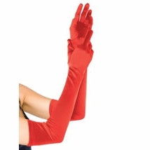 Extra Long Opera Length Satin Gloves - O/S - Red