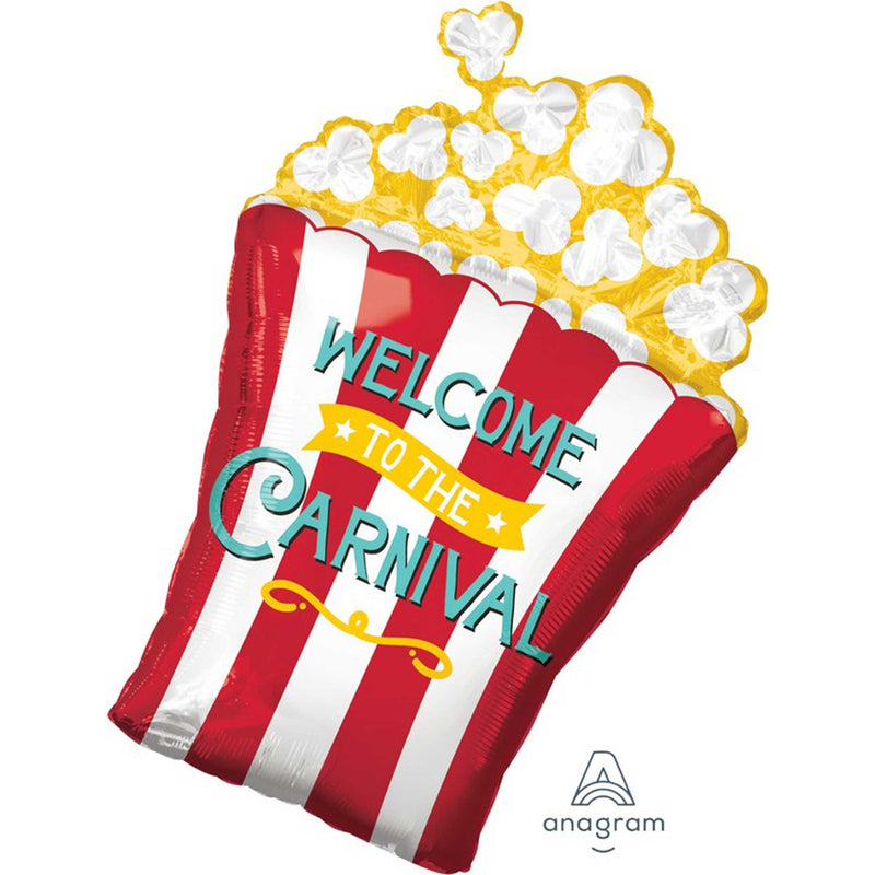 Welcome to the Carnival Popcorn Supershape Foil Balloon 76cm