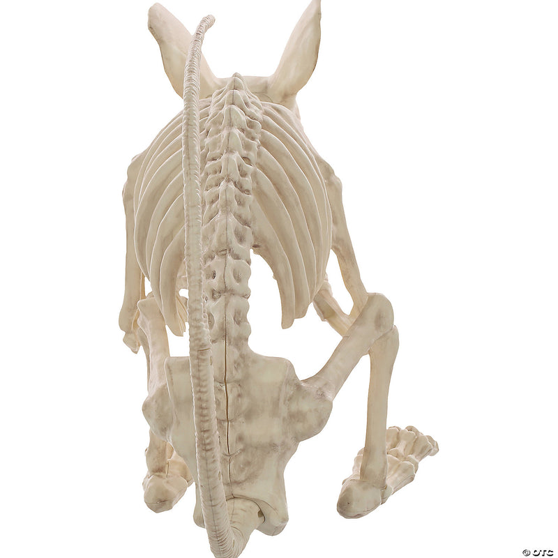 Scary skeleton rat figurine with red glowing eyes