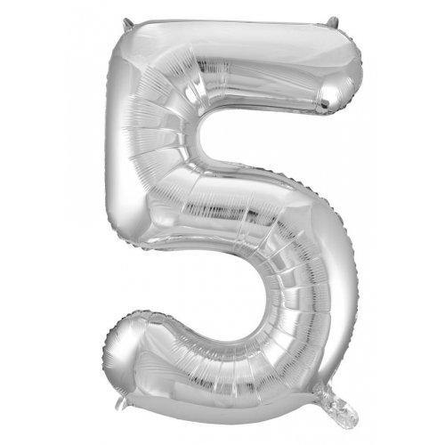 Number 5 Silver Foil Balloon-86cm