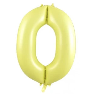 Pastel Yellow Number 0 Foil Balloon - 86cm