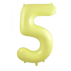 Pastel Yellow Number 5 Foil Balloon - 86cm