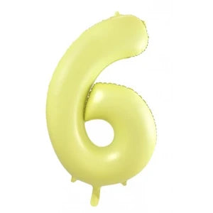 Pastel Yellow Number 6 Foil Balloon - 86cm