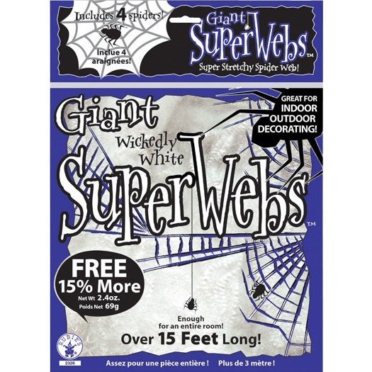 Spider Webbing - White, stretchable and realistic Halloween decoration for haunted houses and spooky displays