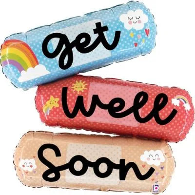 Get Well Soon Stacked Band-Aid Supershape Foil Balloon