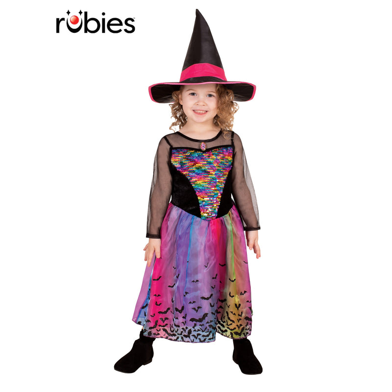 Rainbow Colour Magic Witch Deluxe Costume, Child