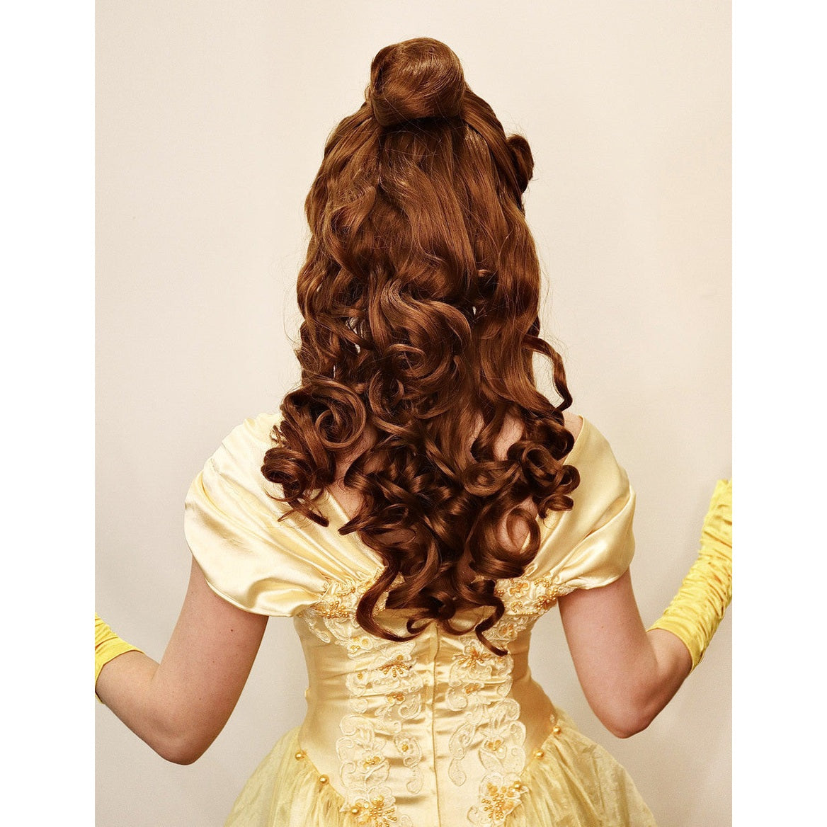 Belle Princess Wig – Auburn Brown Half-Up Curls