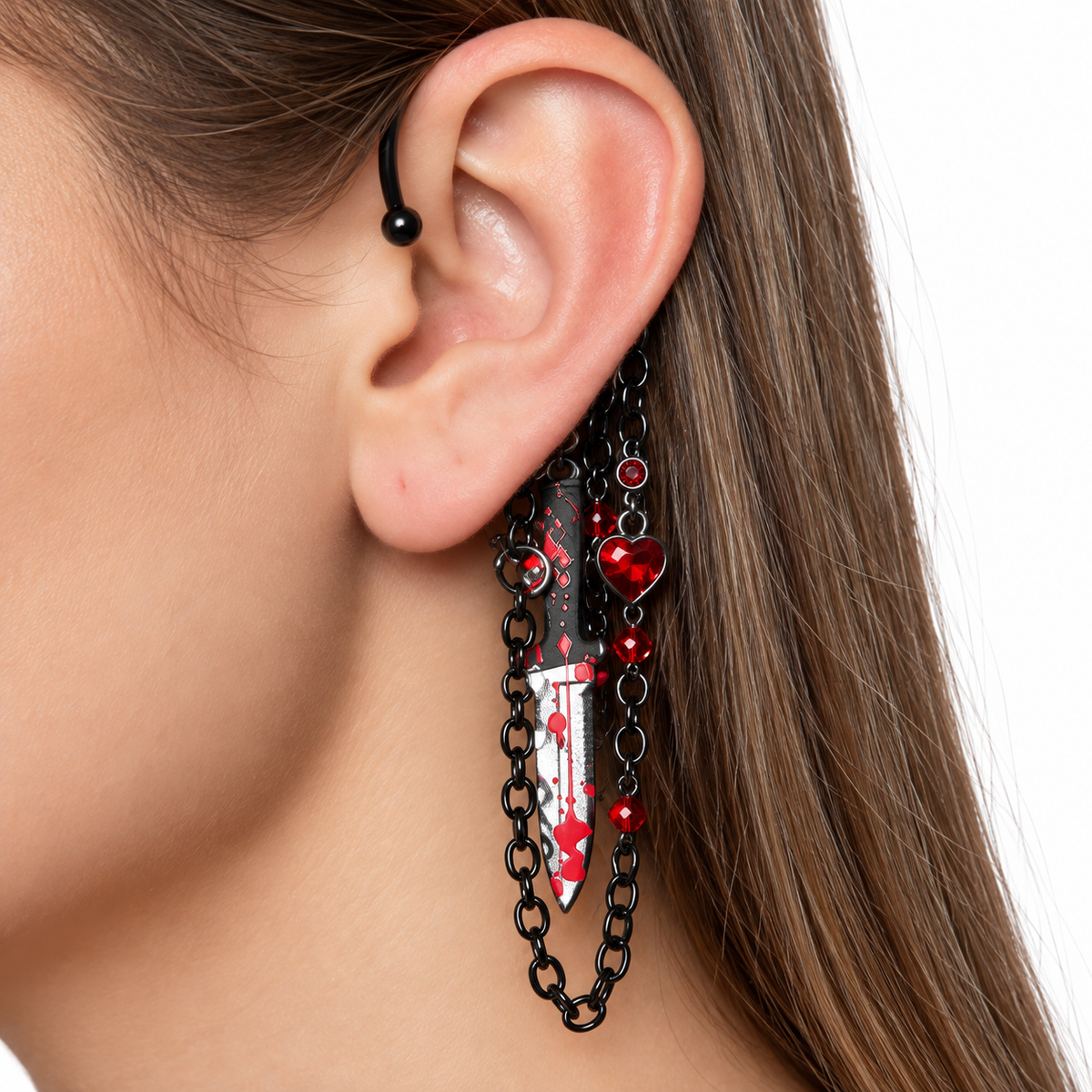 Dagger & Heart Ear Cuffs