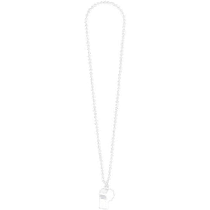 Stylish and elegant white whistle on chain necklace, perfect for any outfit