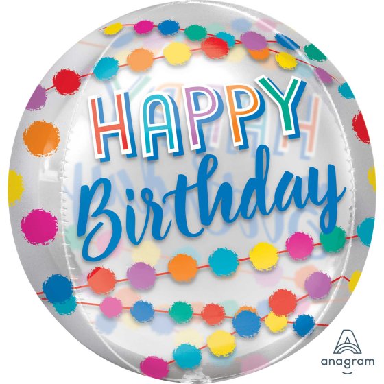 Orbz XL Happy Birthday Rainbow Puffs G20 Foil Balloon, Uninflated