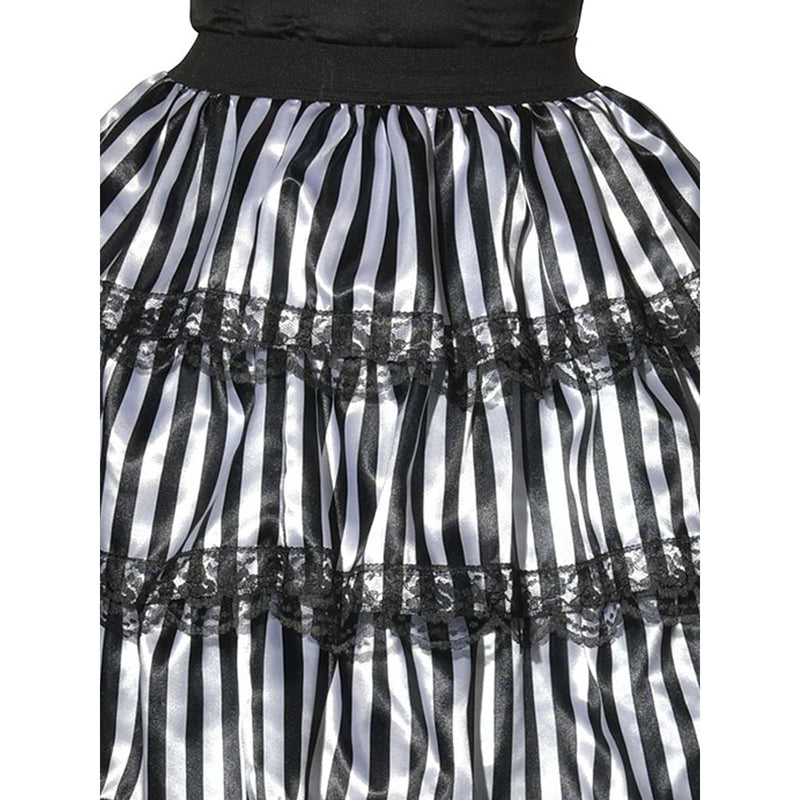 Striped Black & White Ruffle Skirt Size Std