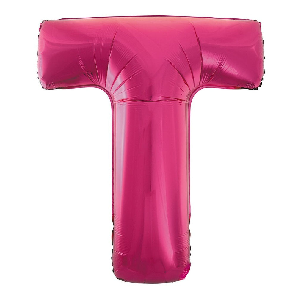 Pink Letter T Foil Balloon-86cm