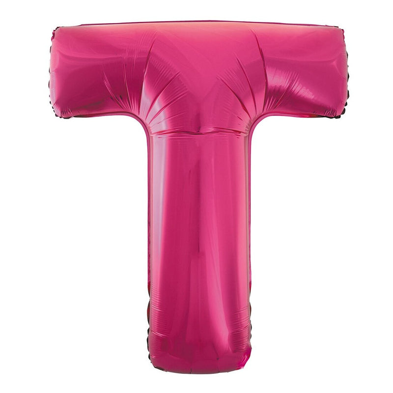 Pink Letter T Foil Balloon-86cm