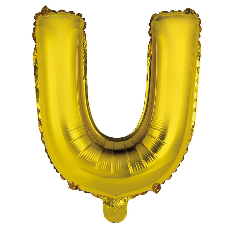 Gold Letter U Foil Balloon - 35cm