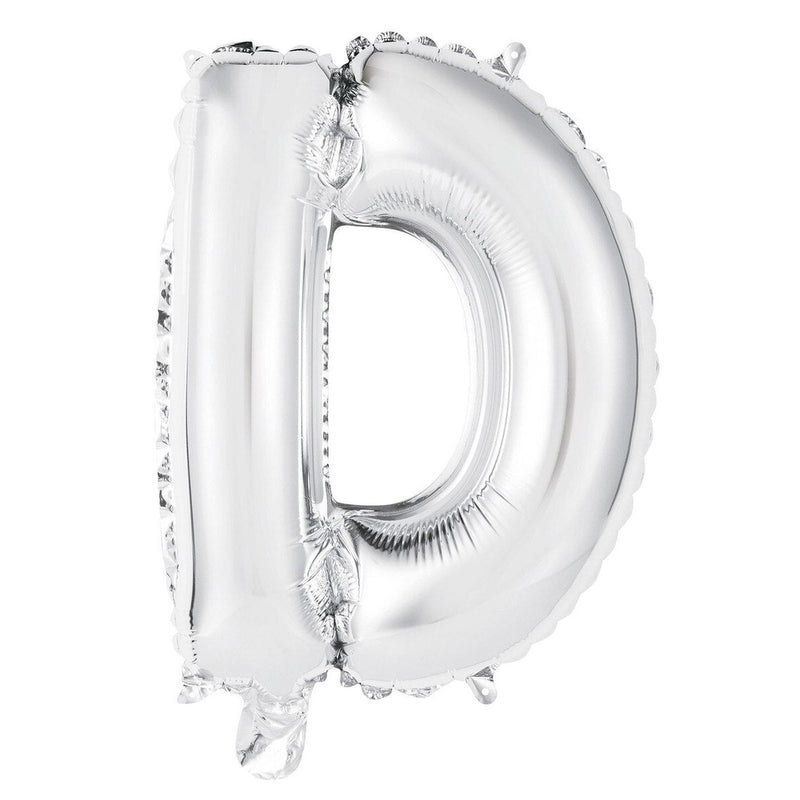 Silver Letter D Foil Balloon - 35cm