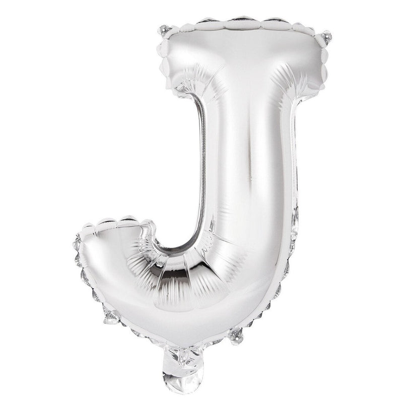 Silver Letter J Foil Balloon - 35cm