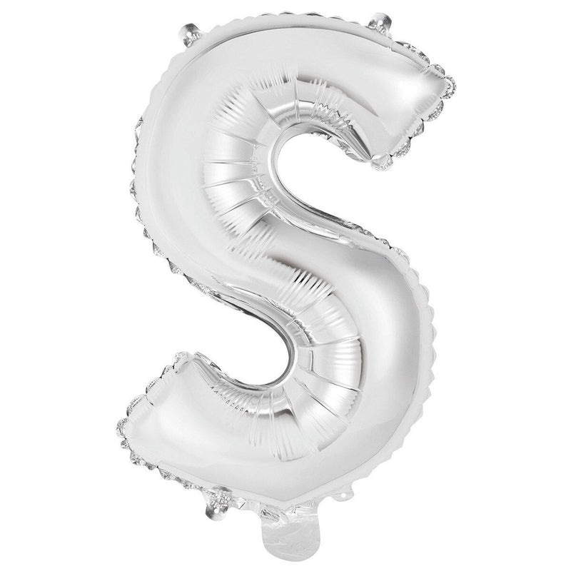 Silver Letter S Foil Balloon - 35cm