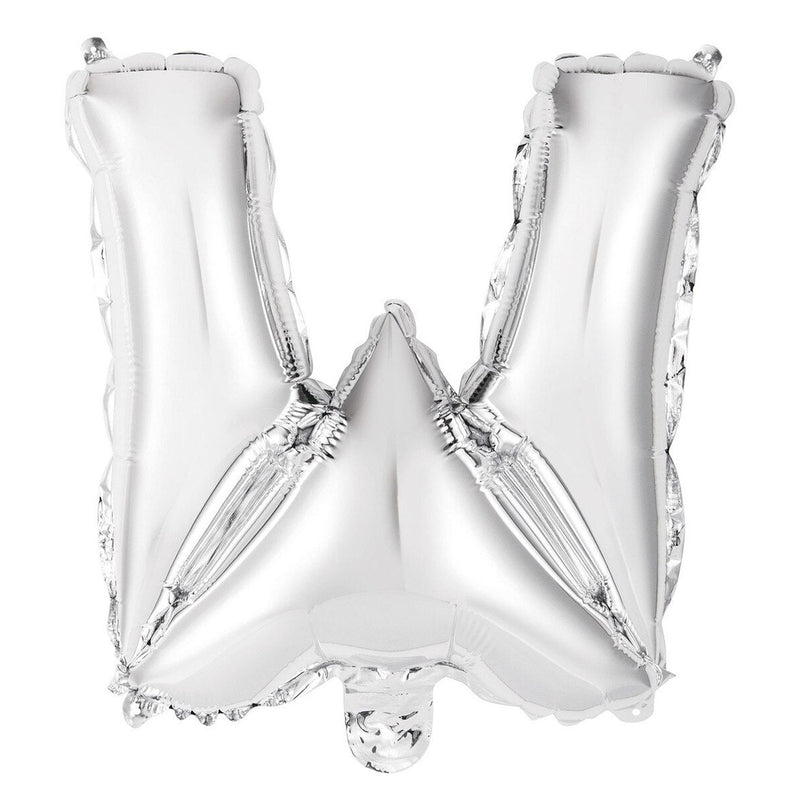 Silver Letter W Foil Balloon - 35cm