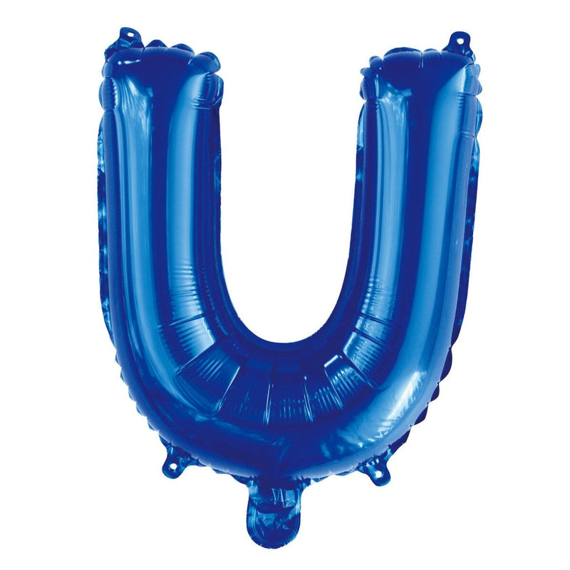 Blue Letter U Foil Balloon - 35cm