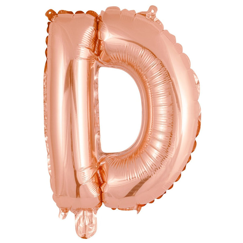 Rose Gold Letter D Foil Balloon - 35cm