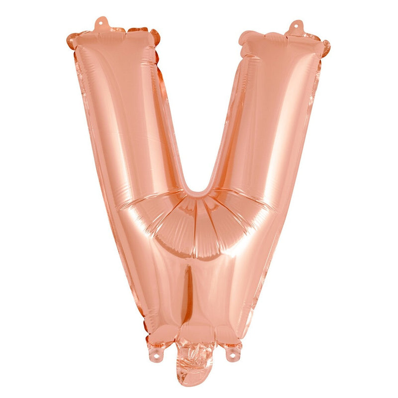 Rose Gold Letter V Foil Balloon - 35cm