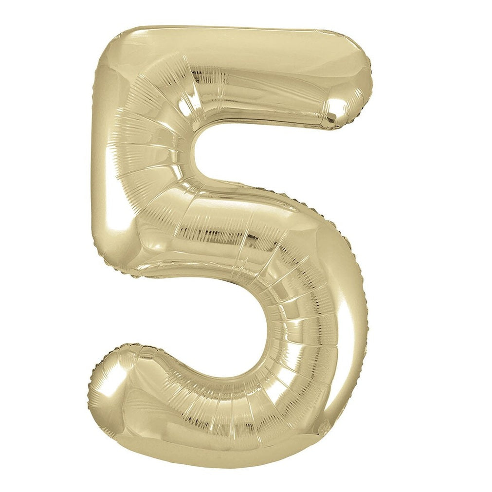 Number 5 Champagne Gold Giant Foil Balloon-86cm