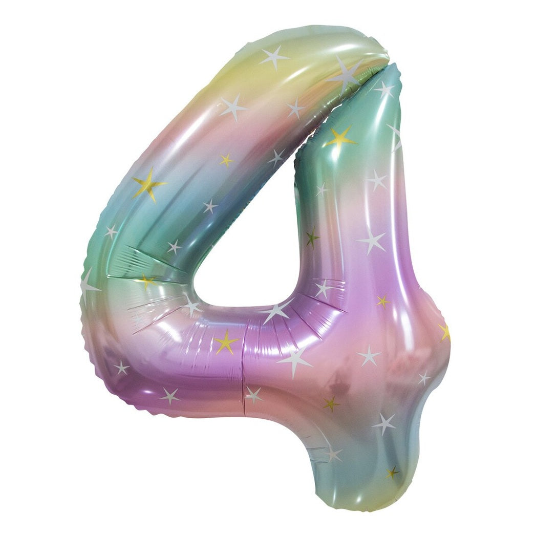 Number 4 Pastel Rainbow Foil Balloon-86cm
