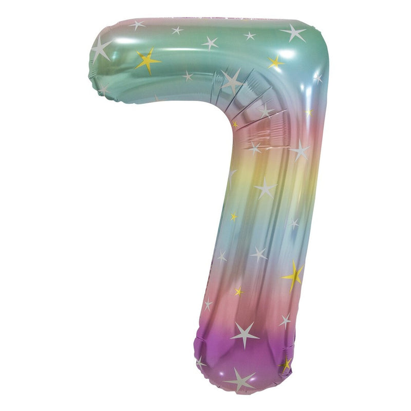 Number 7 Pastel Rainbow Foil Balloon-86cm